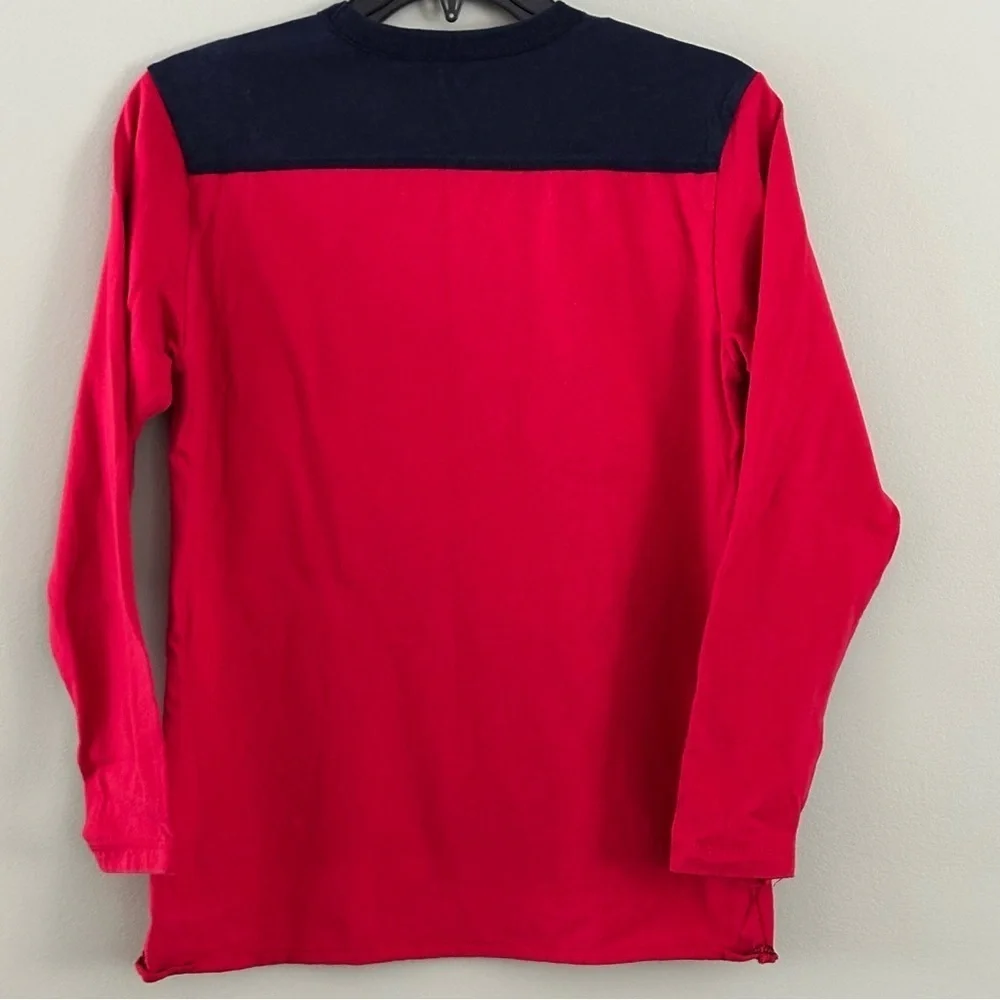 Gap Kids Long Sleeve T Shirt Color Block Red With Navy Size XL 12 Cotton